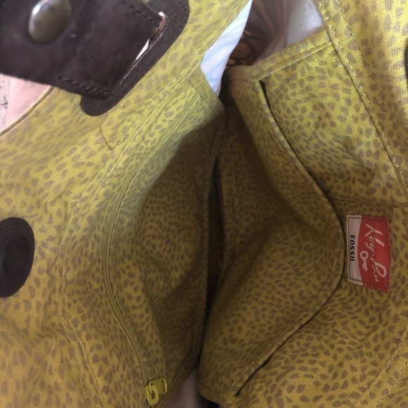 Fossil Large Wax Canvas Key-Per Shoulder Bag Tote Floral Print Pockets 15X14 BIG - Picture 3 of 12